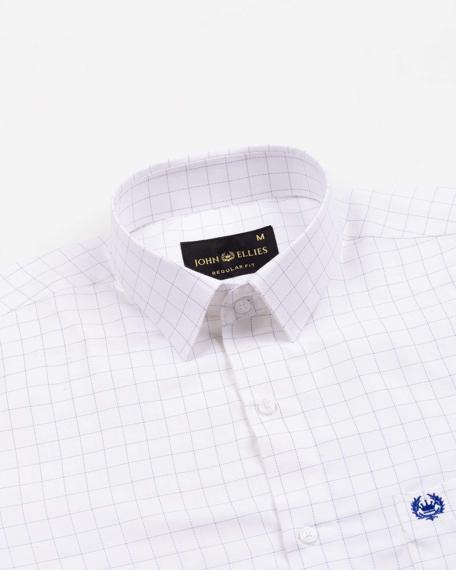 Juster Navy Blue Check Textured Cotton Shirt - John Ellies