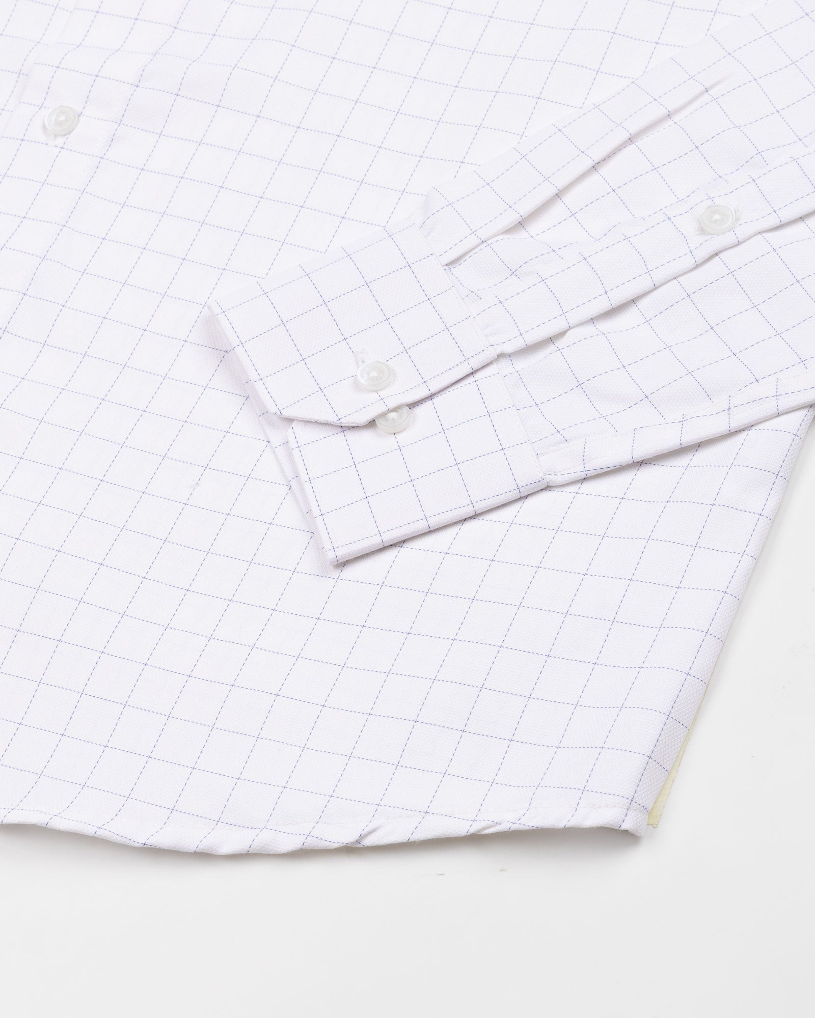 Juster Navy Blue Check Textured Cotton Shirt - John Ellies