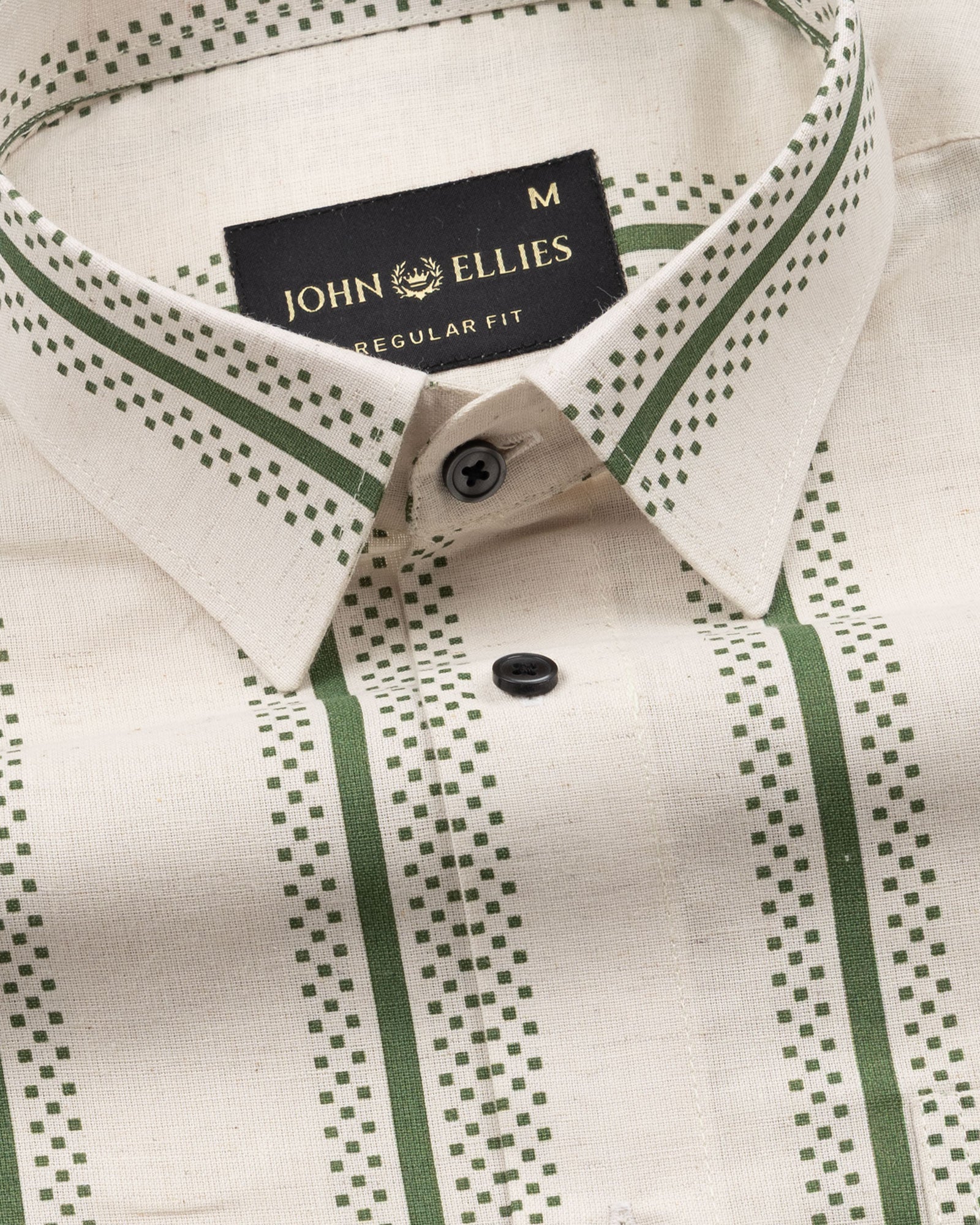 Trixan Green Printed Strips Linen Shirt - John Ellies