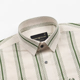 Trixan Green Printed Strips Linen Shirt - John Ellies