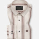 Trixan Brown Printed Strips Linen Shirt - John Ellies