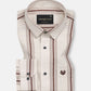 Trixan Brown Printed Strips Linen Shirt - John Ellies