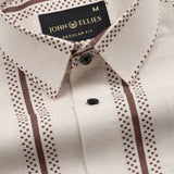 Trixan Brown Printed Strips Linen Shirt - John Ellies