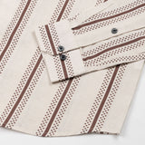 Trixan Brown Printed Strips Linen Shirt - John Ellies