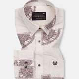 Trixan Brown Printed Linen Shirt - John Ellies