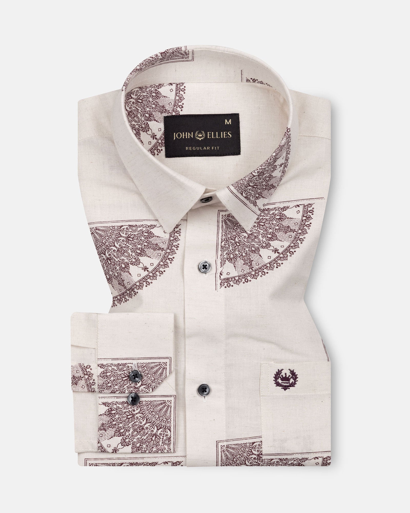 Trixan Brown Printed Linen Shirt - John Ellies