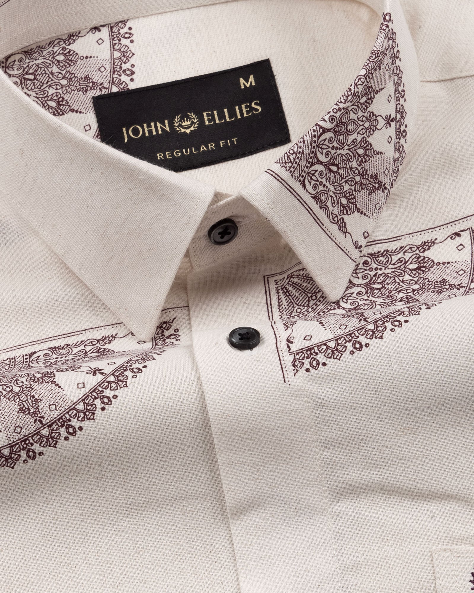 Trixan Brown Printed Linen Shirt - John Ellies