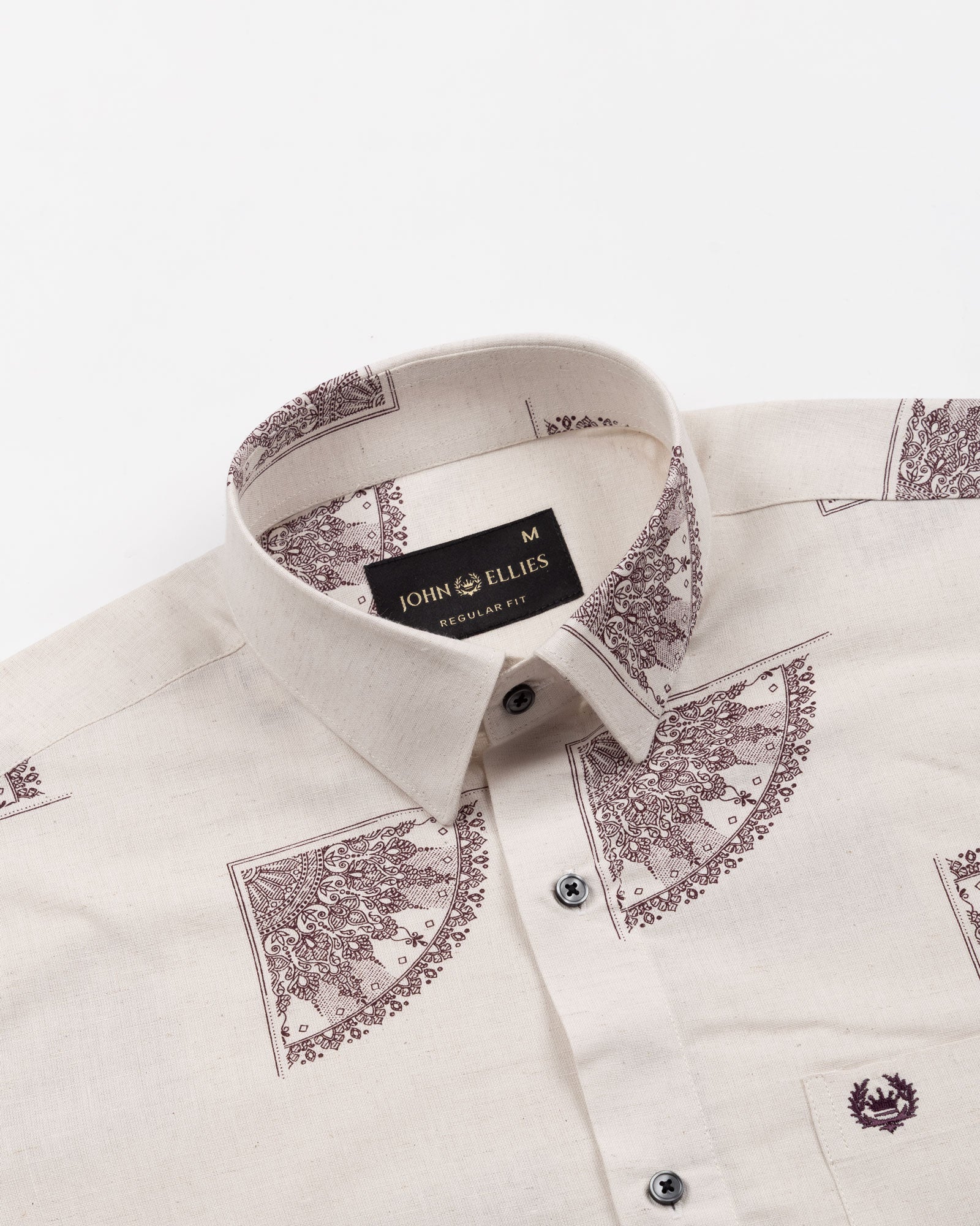 Trixan Brown Printed Linen Shirt - John Ellies