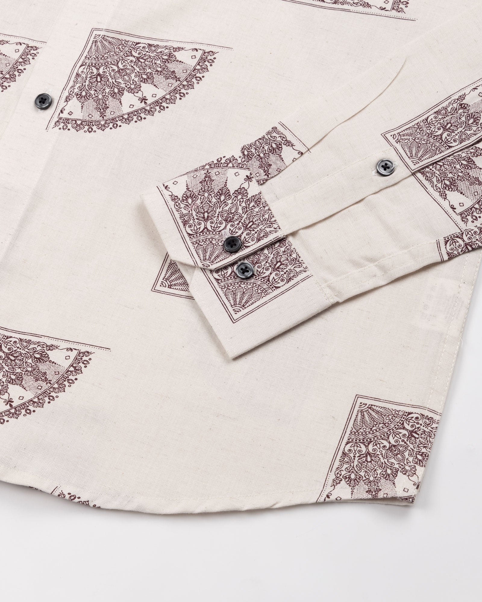 Trixan Brown Printed Linen Shirt - John Ellies