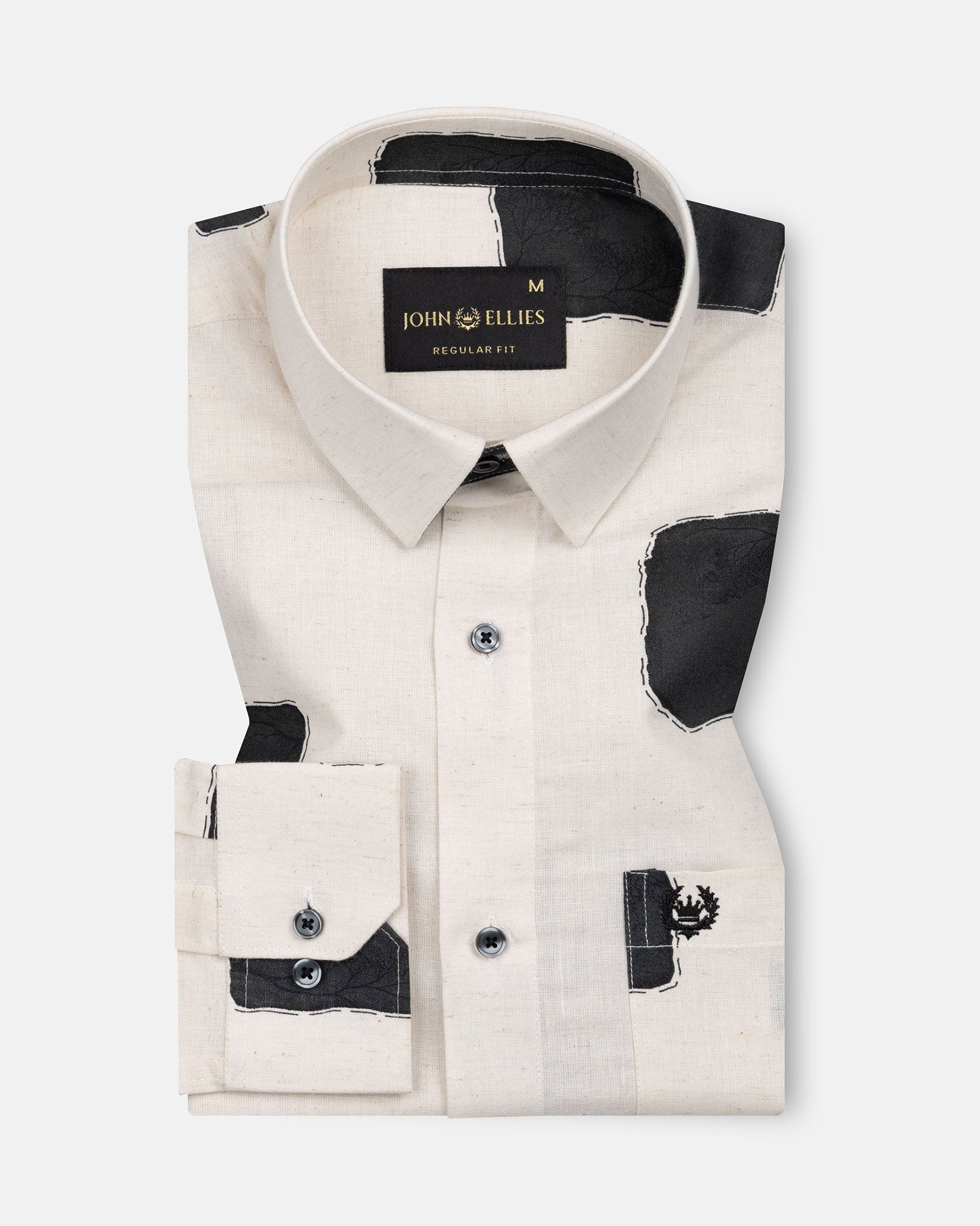Trixan Black Cubes Printed Linen Shirt - John Ellies