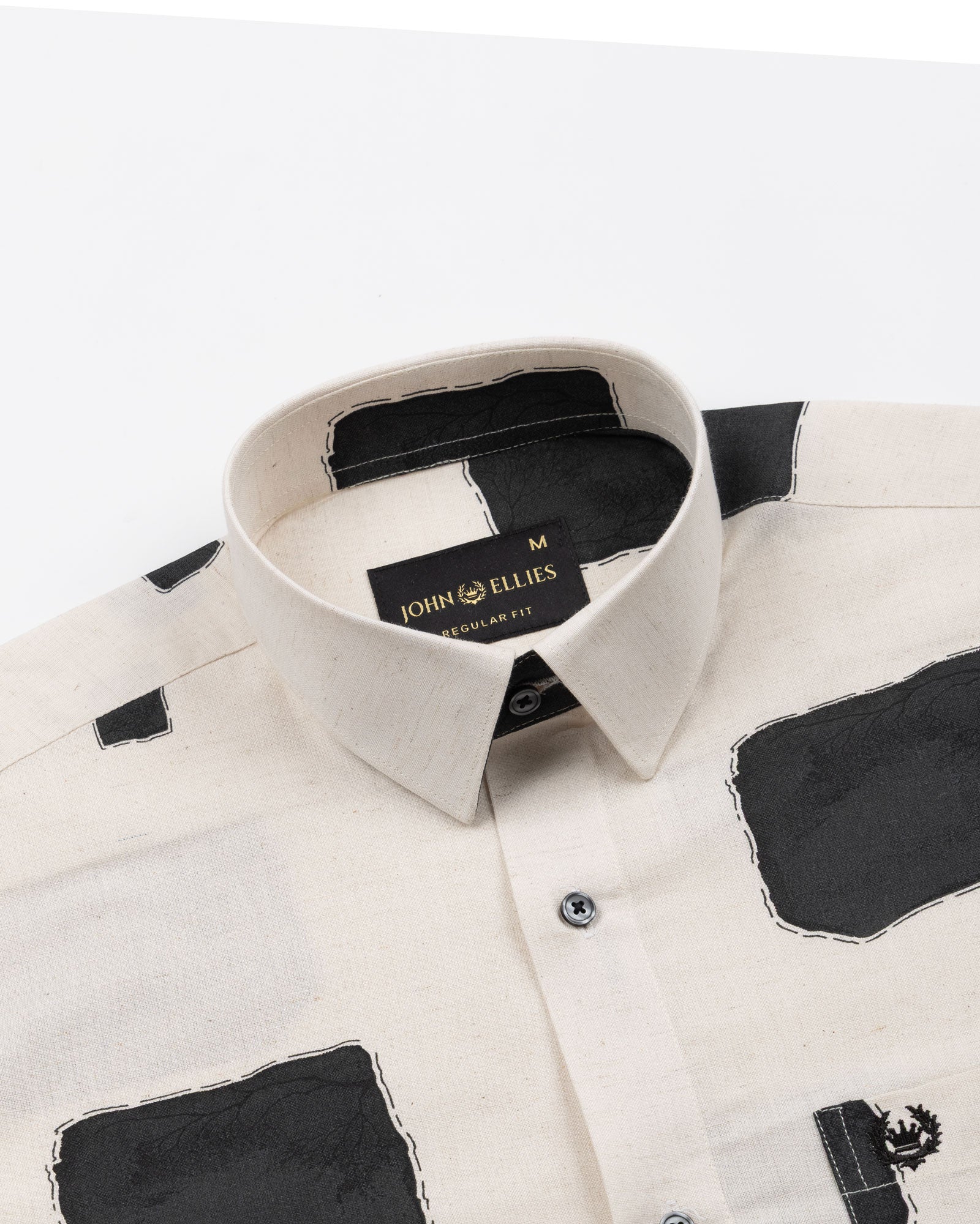 Trixan Black Cubes Printed Linen Shirt - John Ellies