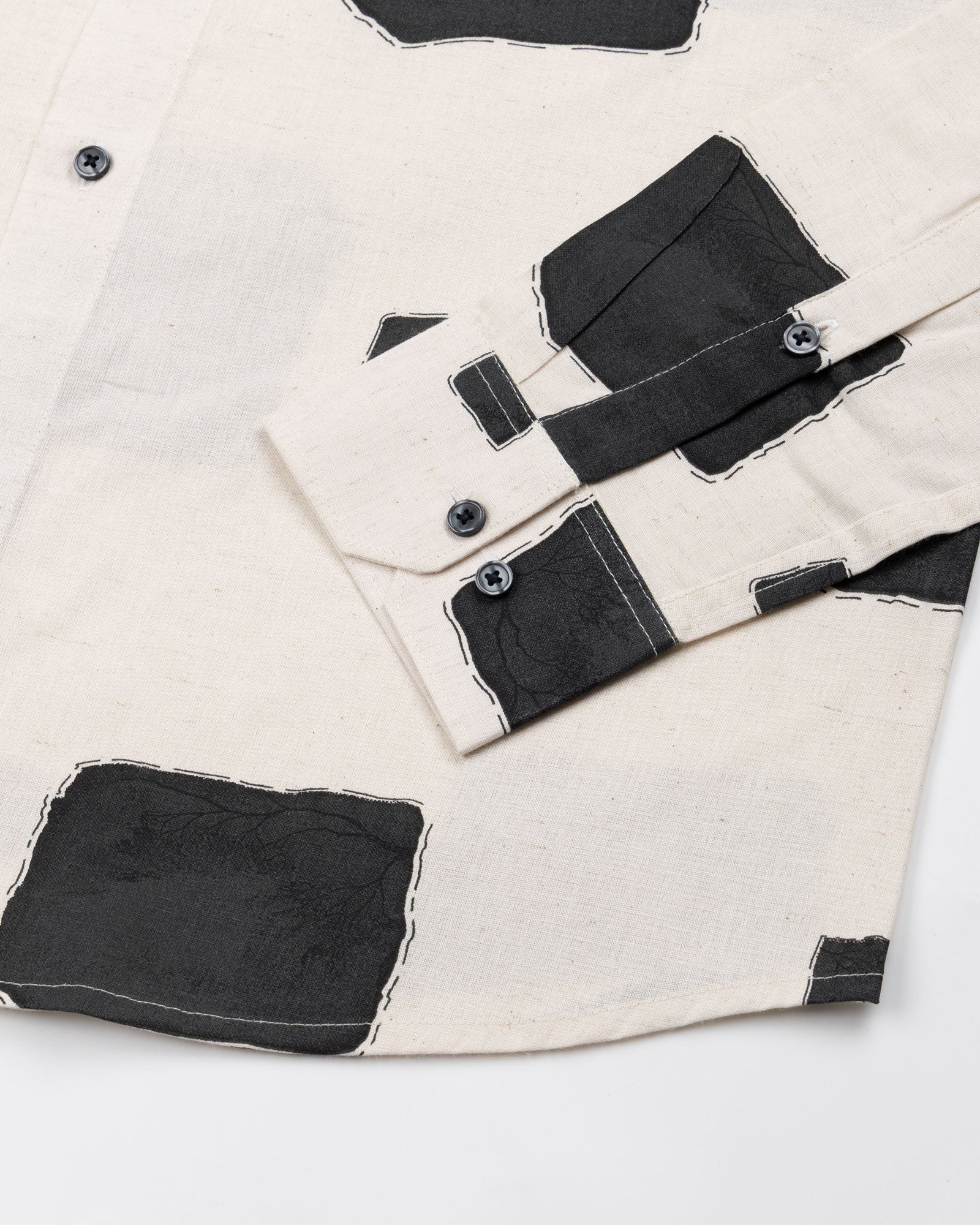 Trixan Black Cubes Printed Linen Shirt - John Ellies