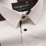 Trixan Maroon Cubes Printed Linen Shirt - John Ellies