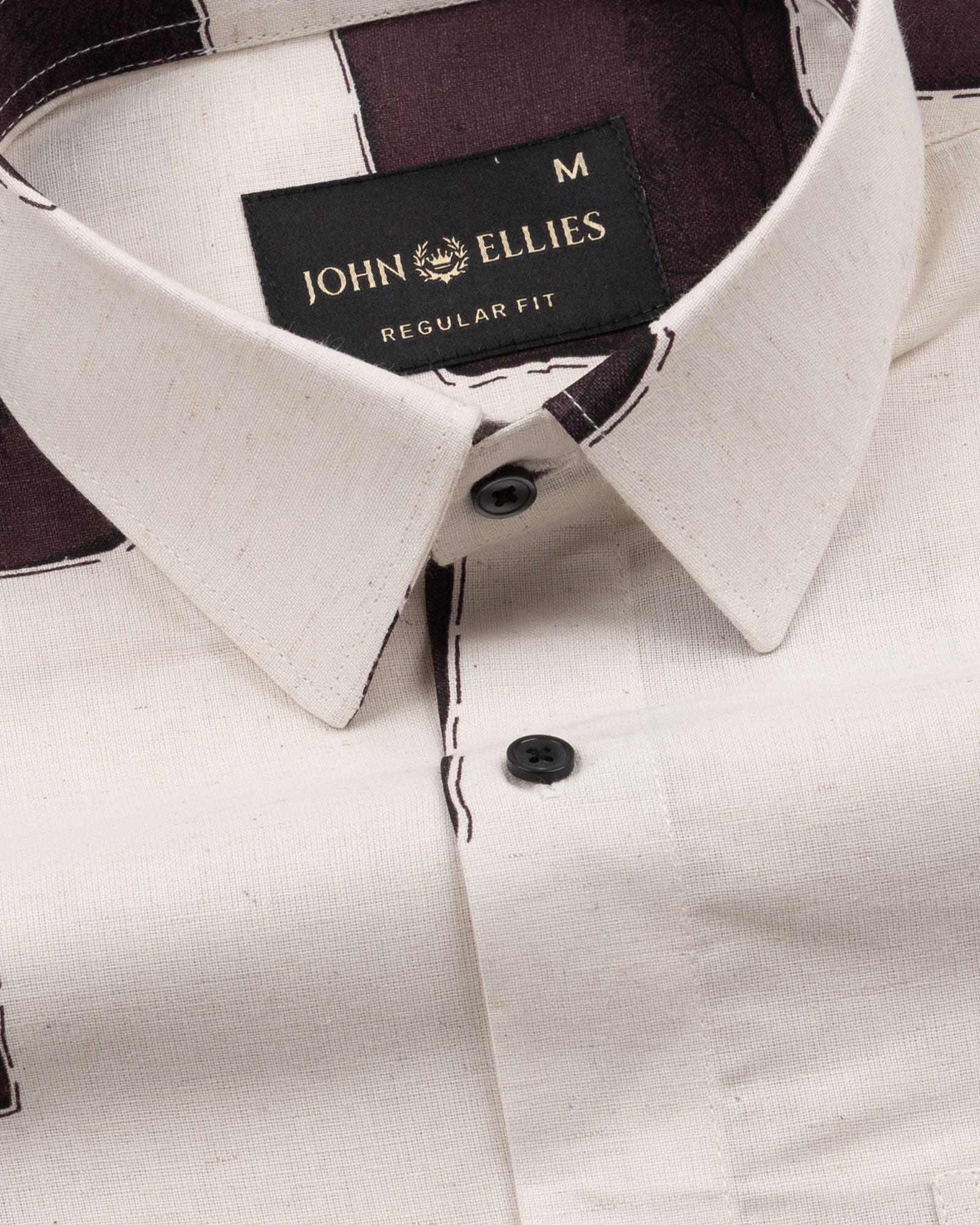 Trixan Maroon Cubes Printed Linen Shirt - John Ellies