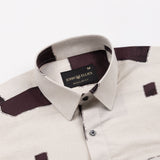 Trixan Maroon Cubes Printed Linen Shirt - John Ellies