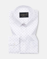 Meirox White Micro Curve Cotton Printed Shirt