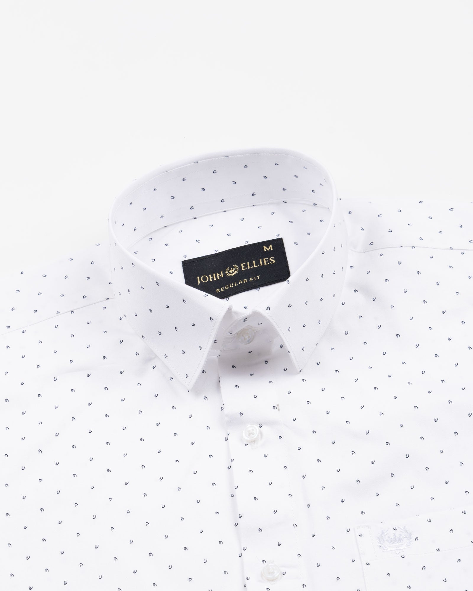 Meirox White Micro Curve Cotton Printed Shirt - John Ellies