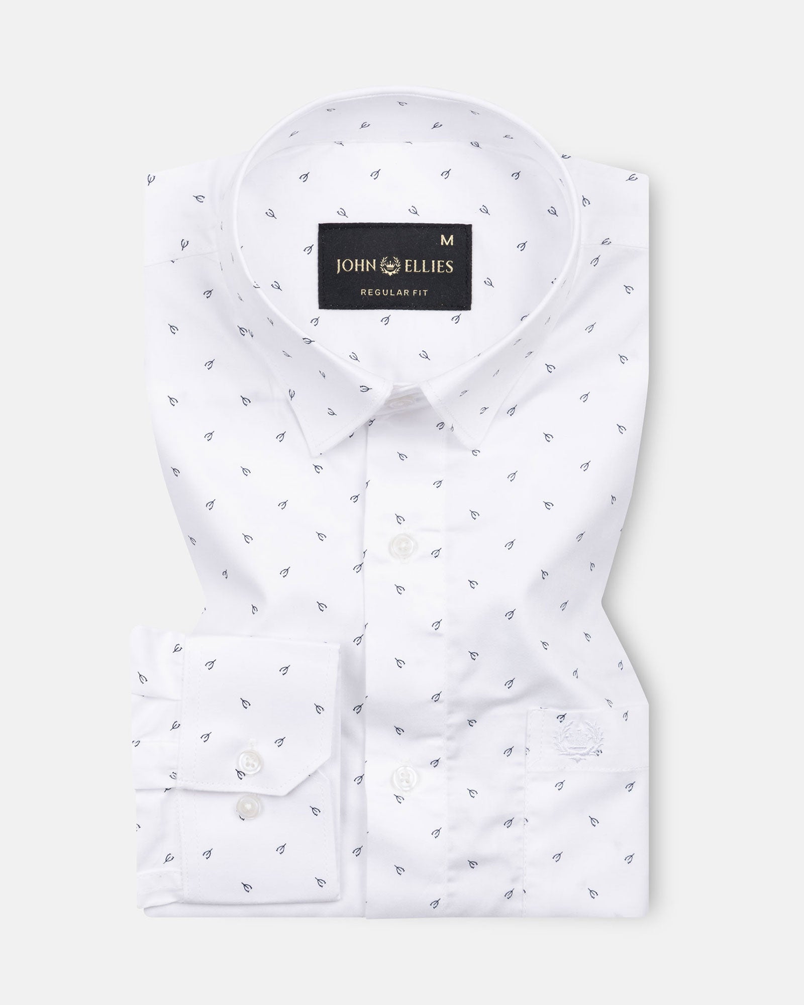 Meirox White Leaf Cotton Printed Shirt - John Ellies