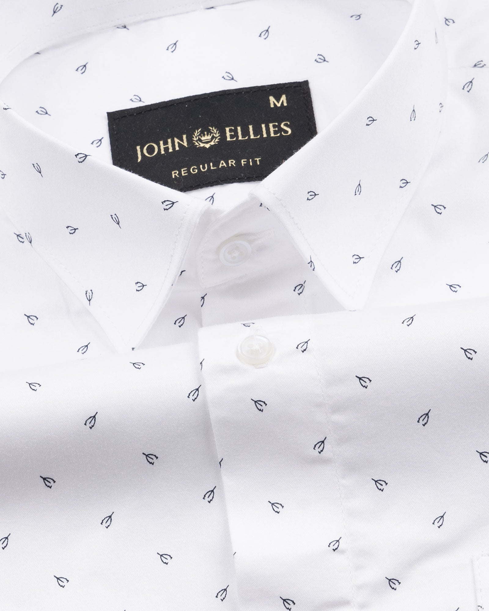 Meirox White Leaf Cotton Printed Shirt - John Ellies