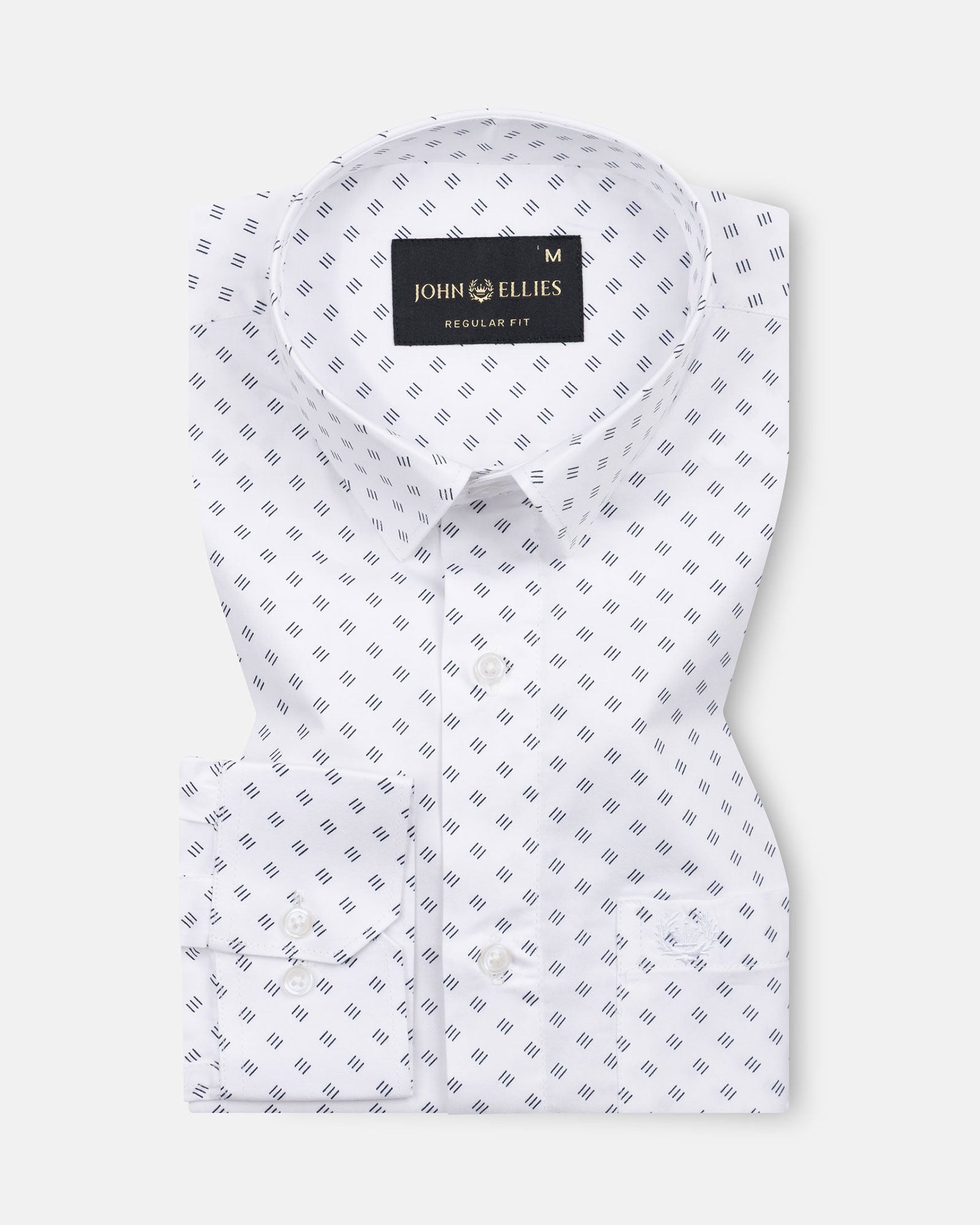 Meirox White Dash Grid Cotton Printed Shirt - John Ellies