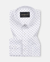 Meirox White Dash Grid Cotton Printed Shirt