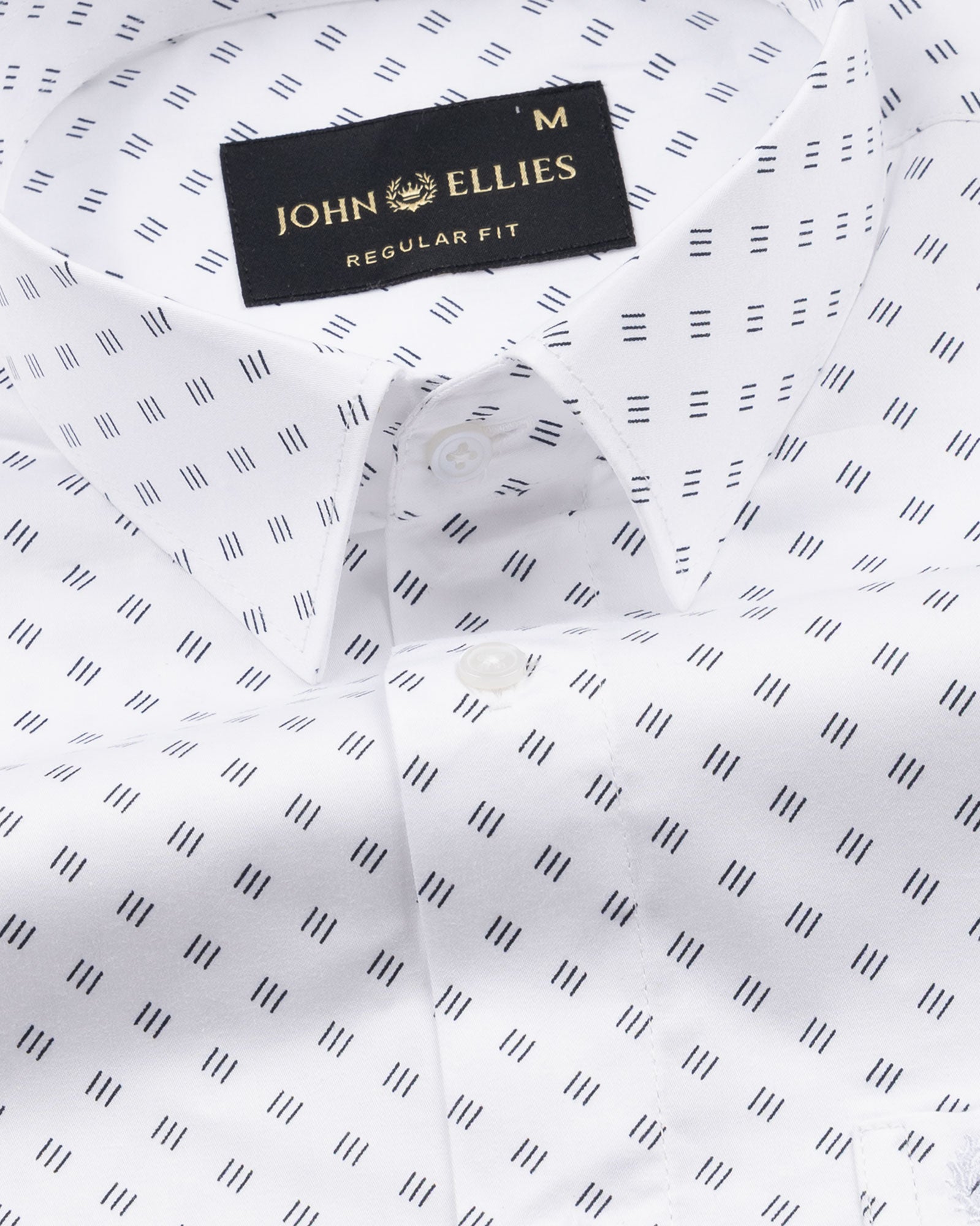 Meirox White Dash Grid Cotton Printed Shirt - John Ellies