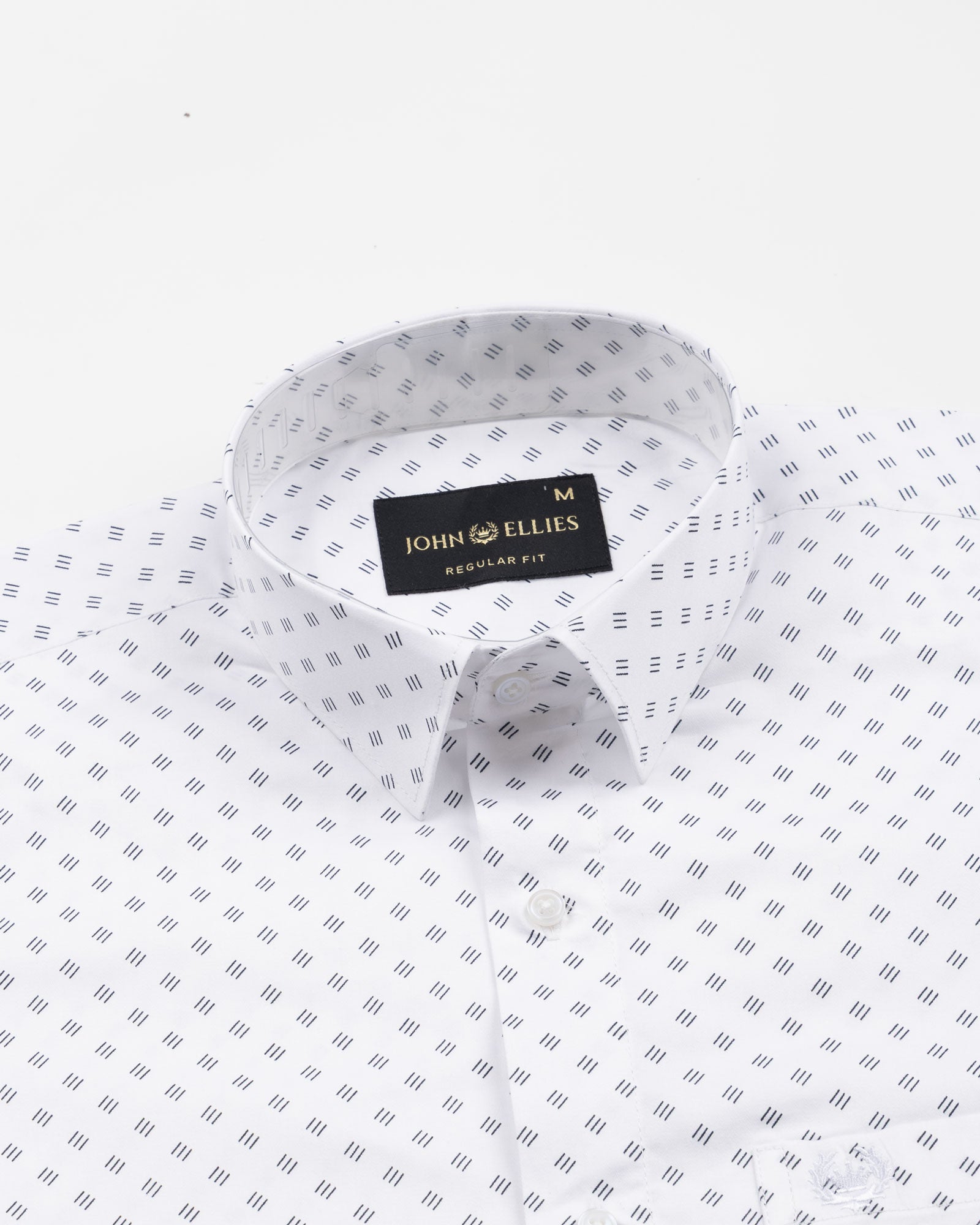 Meirox White Dash Grid Cotton Printed Shirt - John Ellies