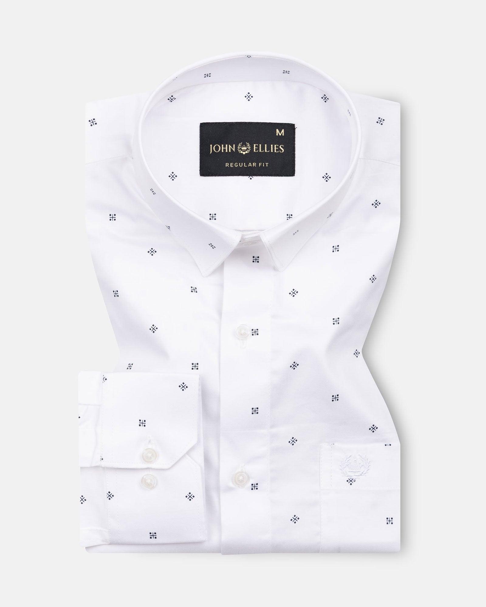 Meirox White Cube Cotton Printed Shirt - John Ellies