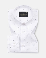 Meirox White Cube Cotton Printed Shirt