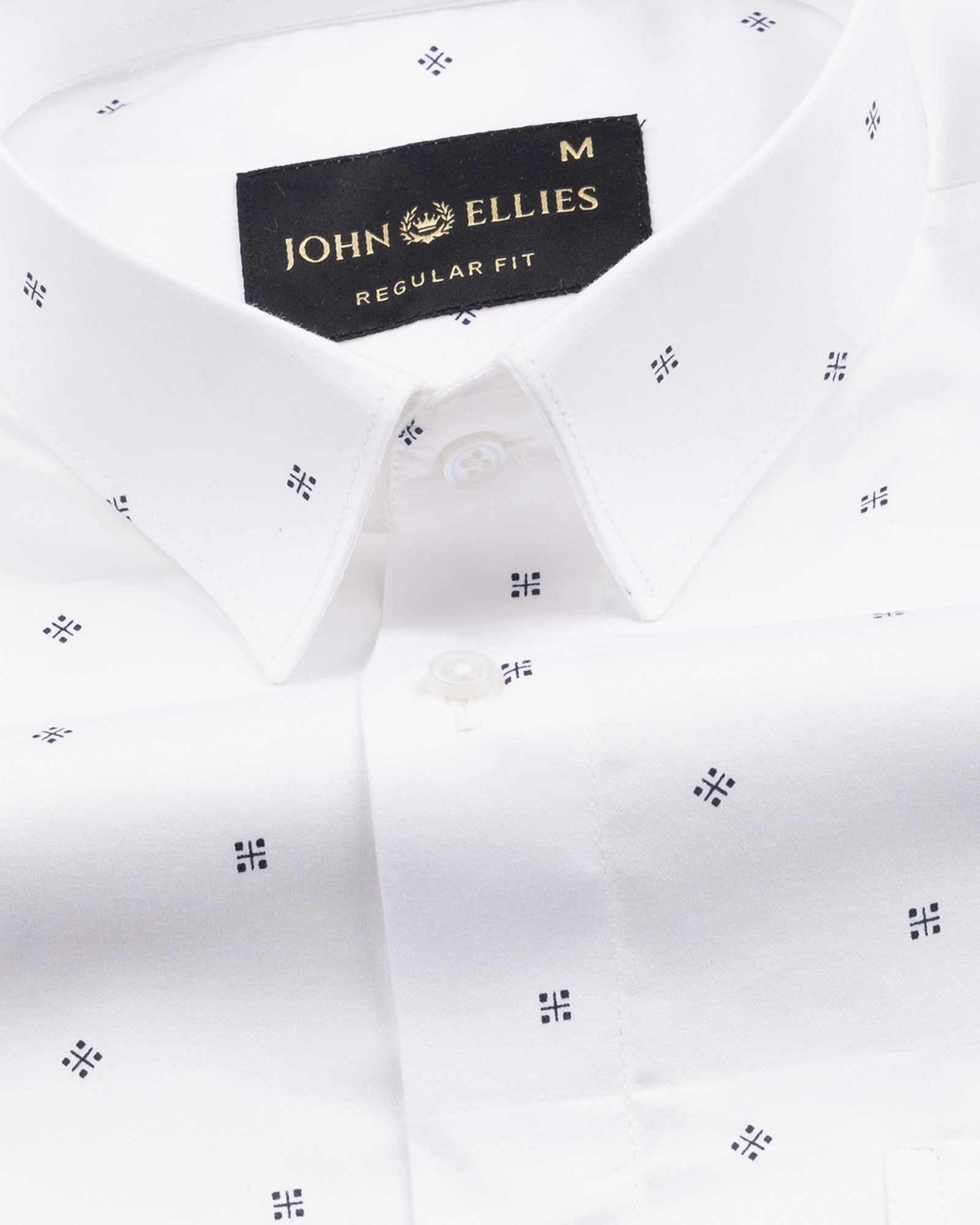 Meirox White Cube Cotton Printed Shirt - John Ellies