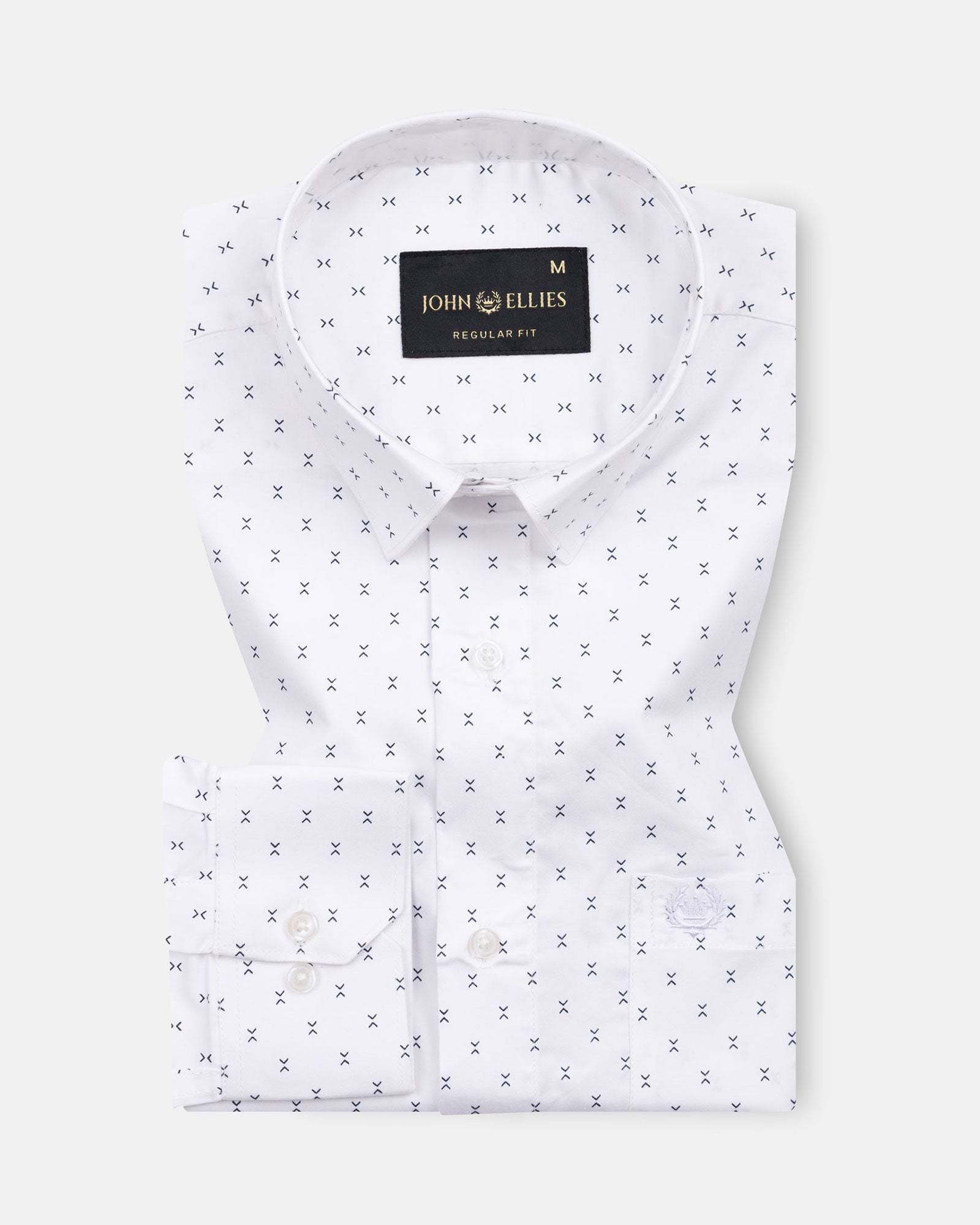 Meirox White Arrow Cotton Printed Shirt - John Ellies
