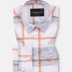 Davro Orange Check Textured Cotton Shirt - John Ellies