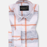 Davro Orange Check Textured Cotton Shirt - John Ellies