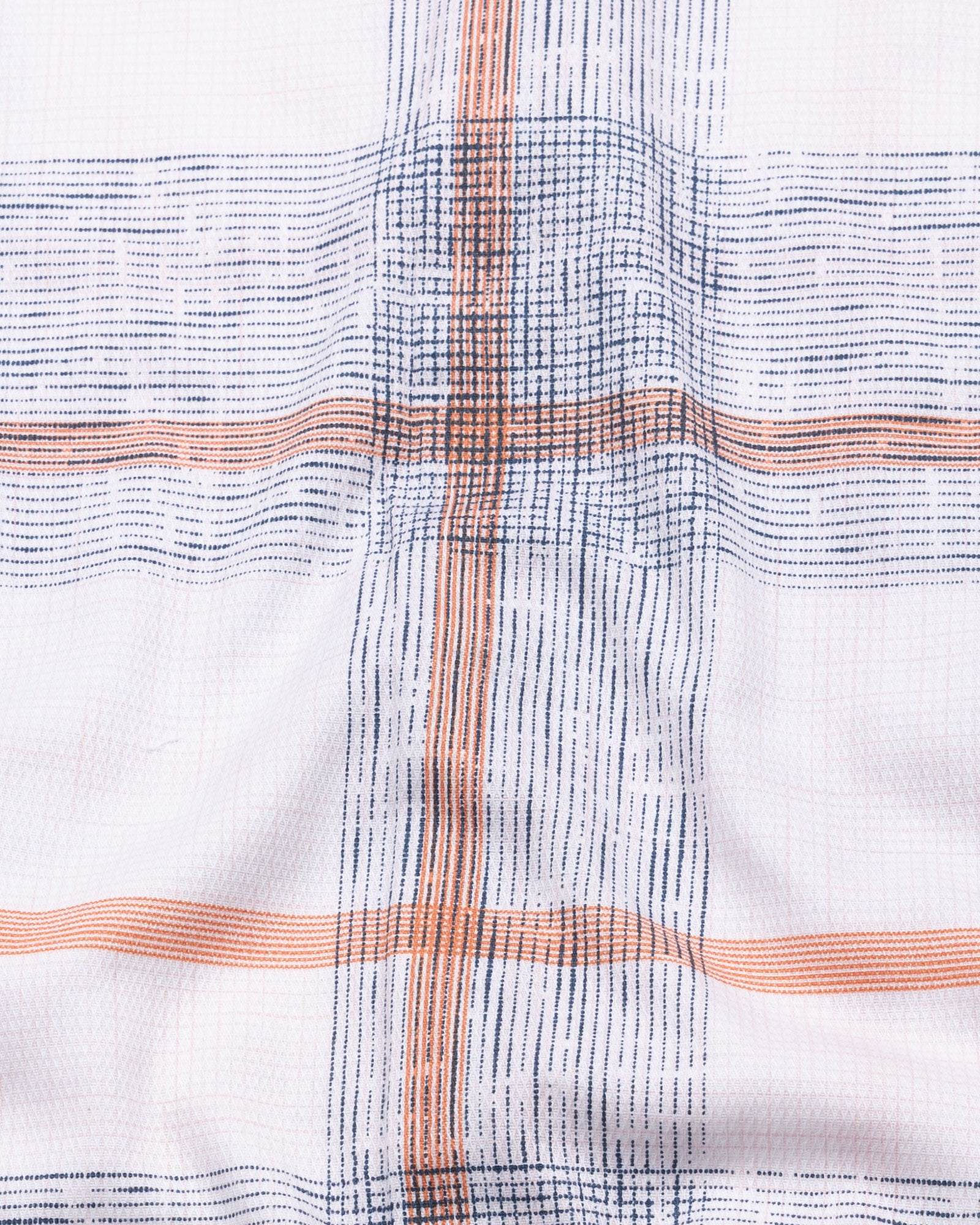 Davro Orange Check Textured Cotton Shirt - John Ellies