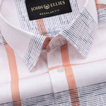 Davro Orange Check Textured Cotton Shirt - John Ellies