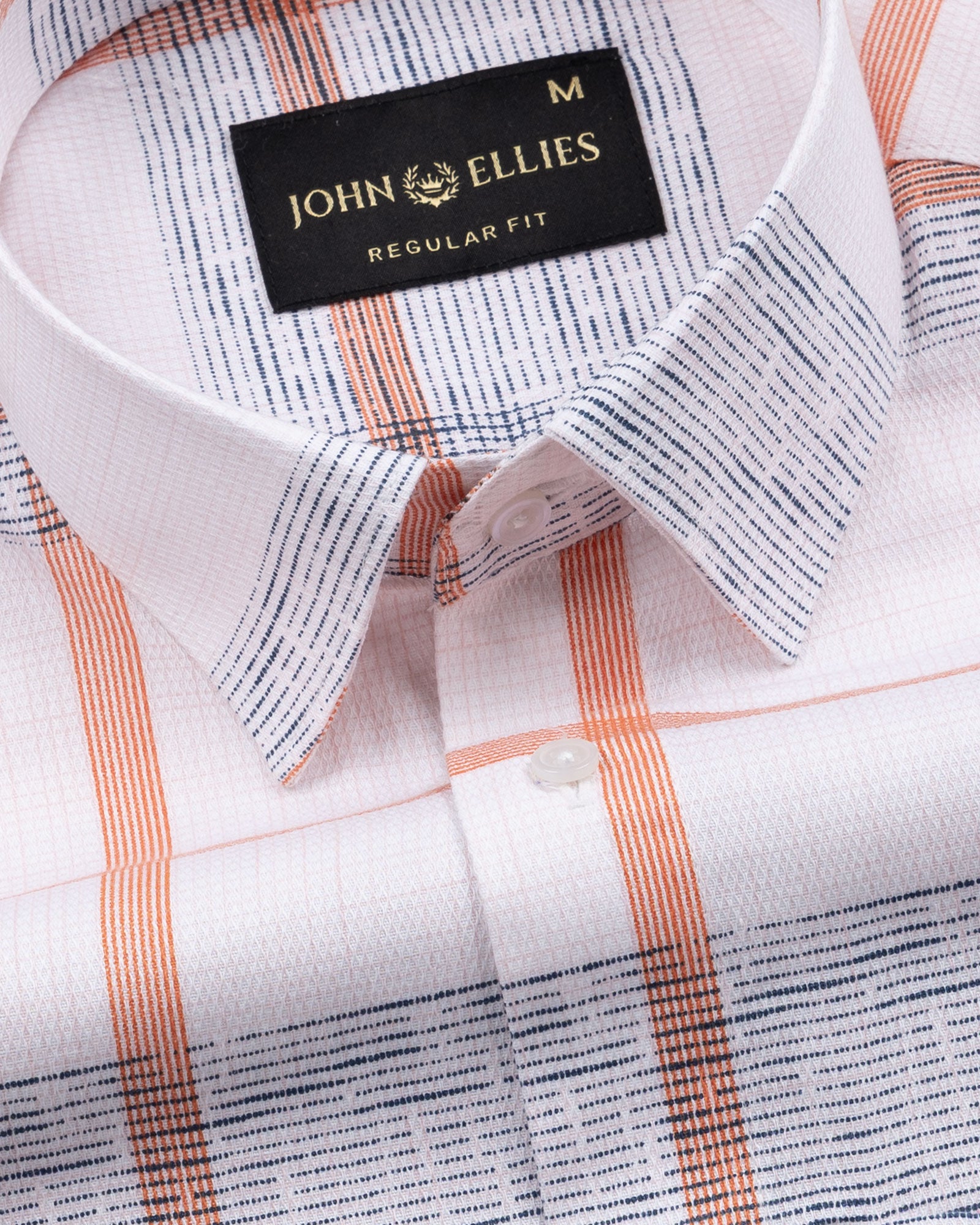 Davro Orange Check Textured Cotton Shirt - John Ellies