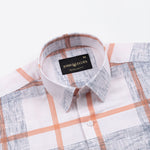 Davro Orange Check Textured Cotton Shirt - John Ellies