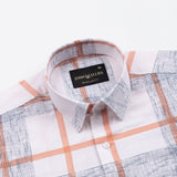 Davro Orange Check Textured Cotton Shirt - John Ellies