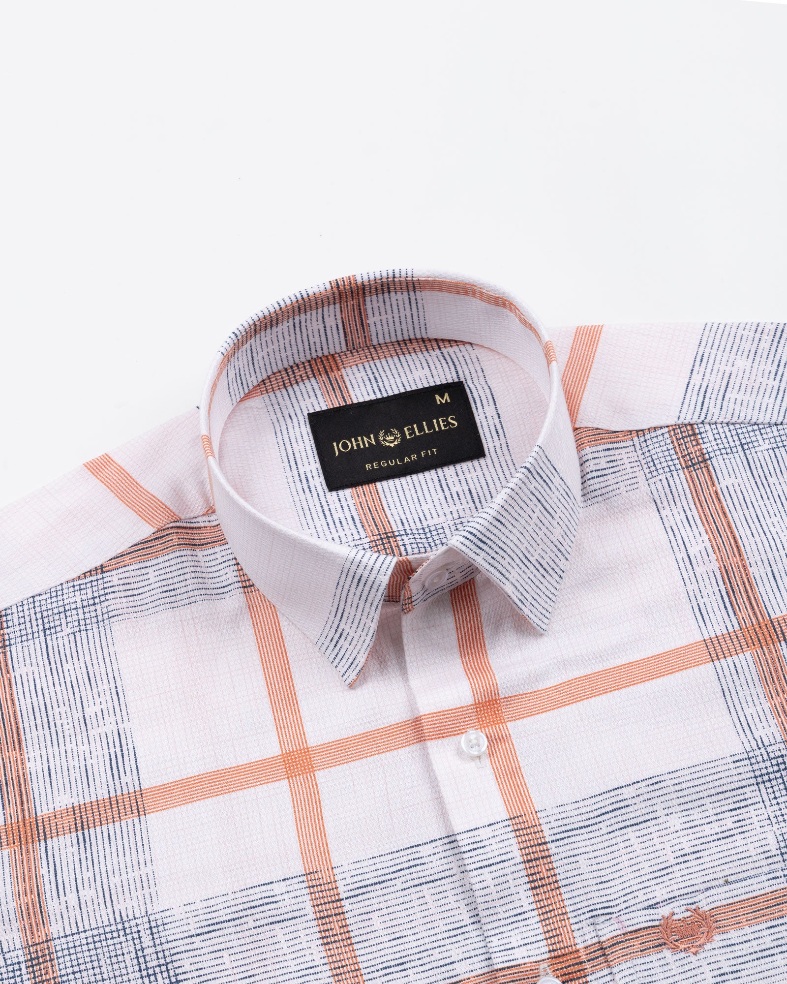 Davro Orange Check Textured Cotton Shirt - John Ellies