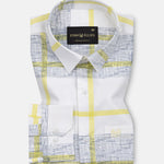 Davro Yellow Check Textured Cotton Shirt - John Ellies