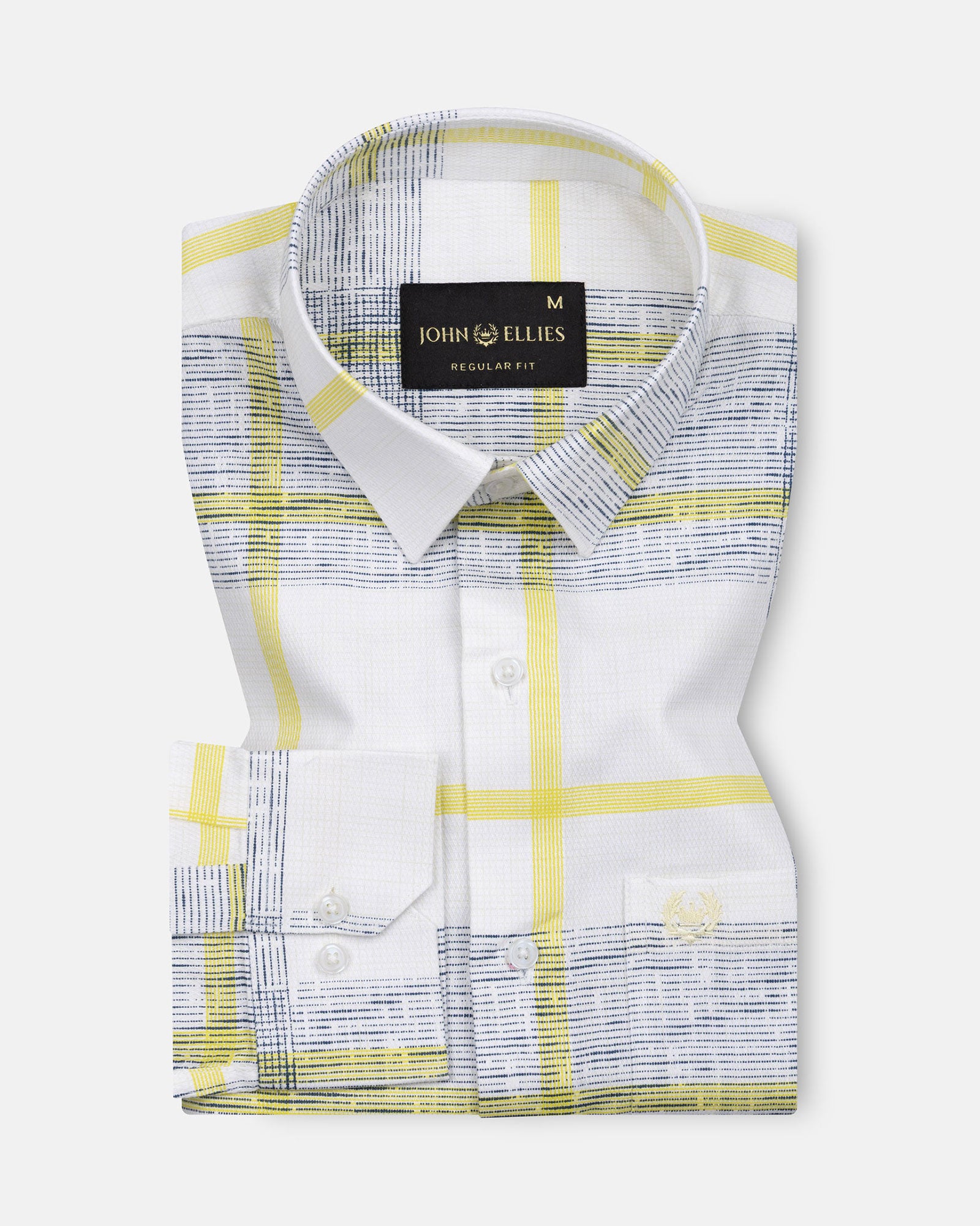 Davro Yellow Check Textured Cotton Shirt - John Ellies