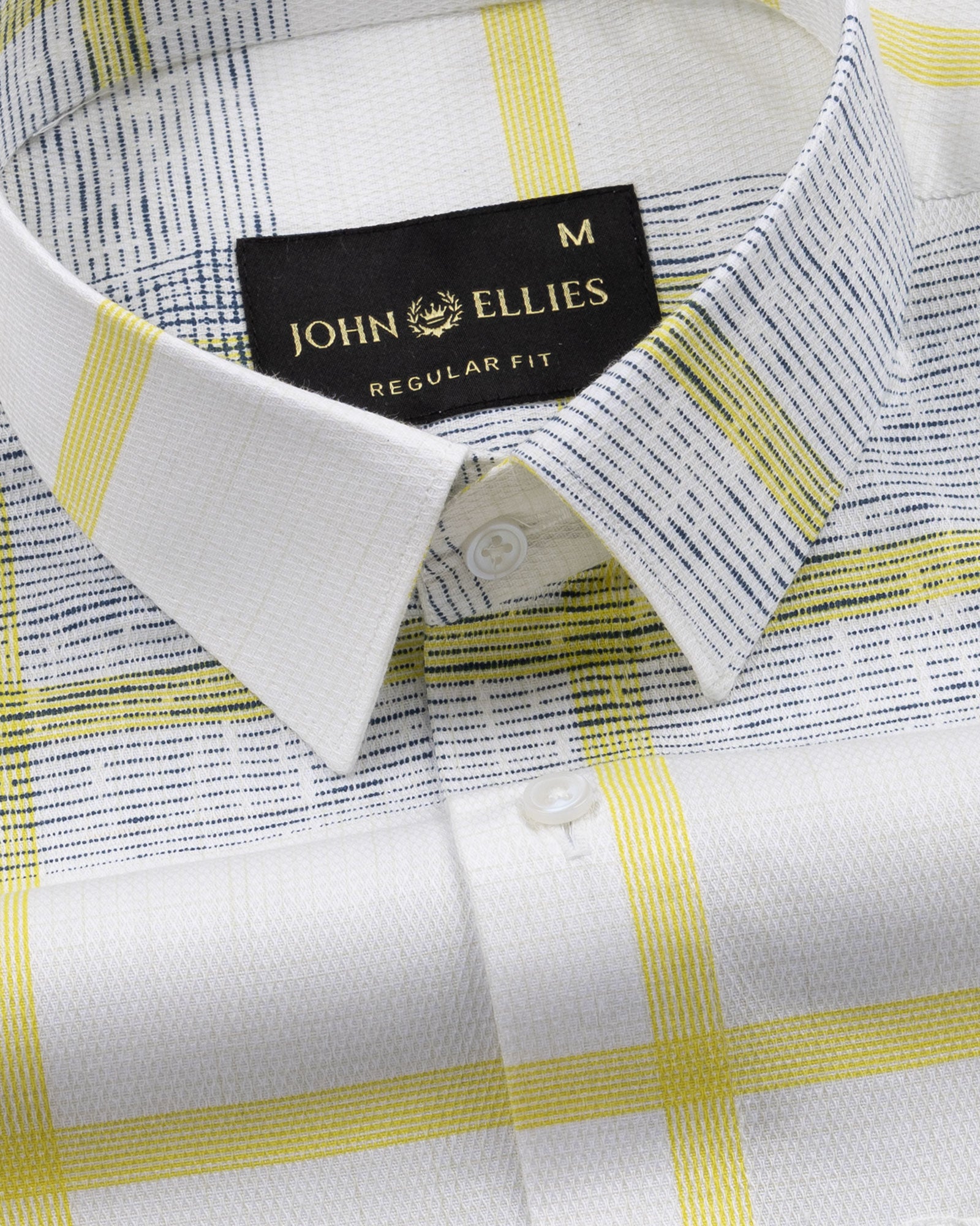 Davro Yellow Check Textured Cotton Shirt - John Ellies