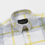 Davro Yellow Check Textured Cotton Shirt - John Ellies