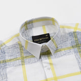 Davro Yellow Check Textured Cotton Shirt - John Ellies