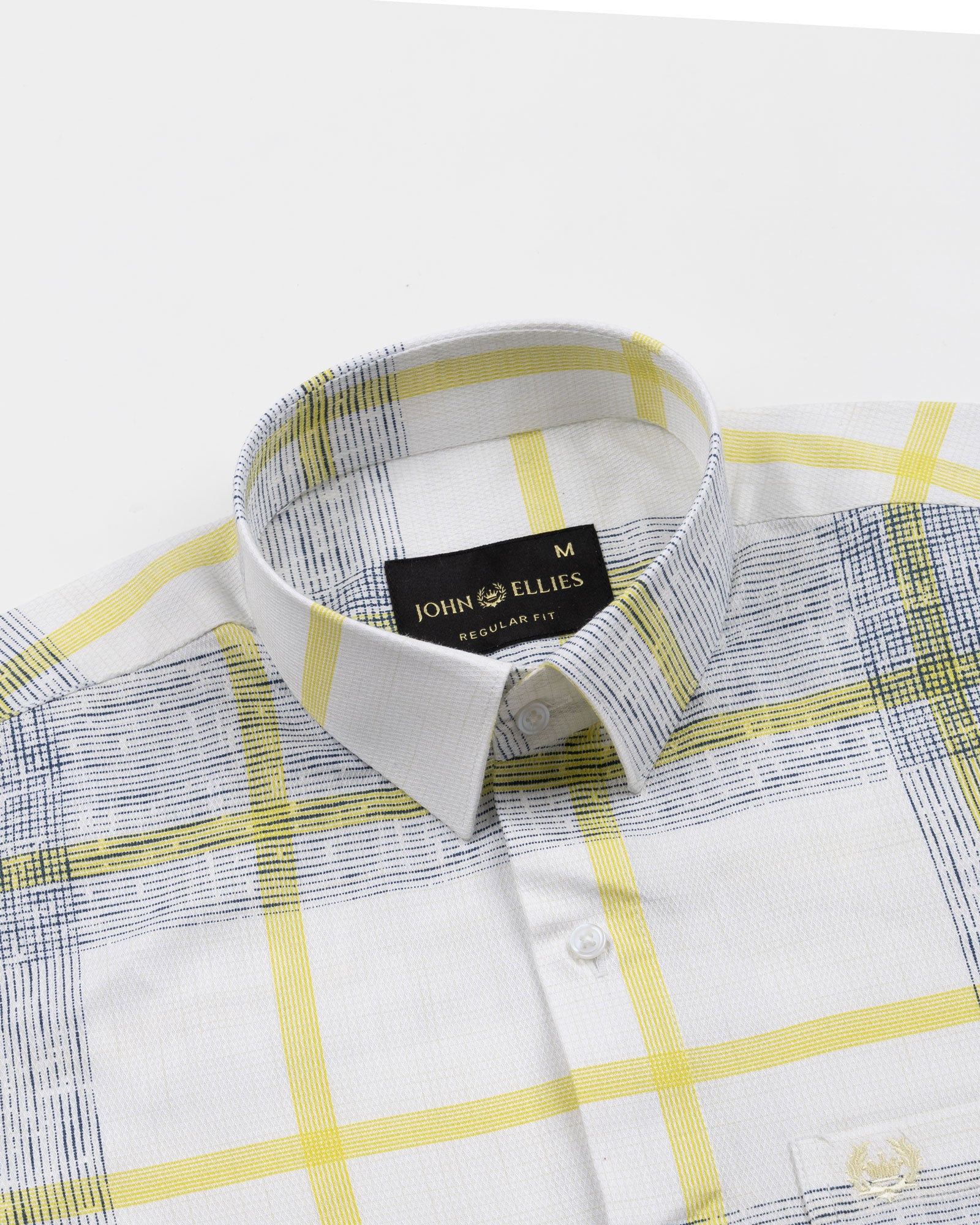 Davro Yellow Check Textured Cotton Shirt - John Ellies