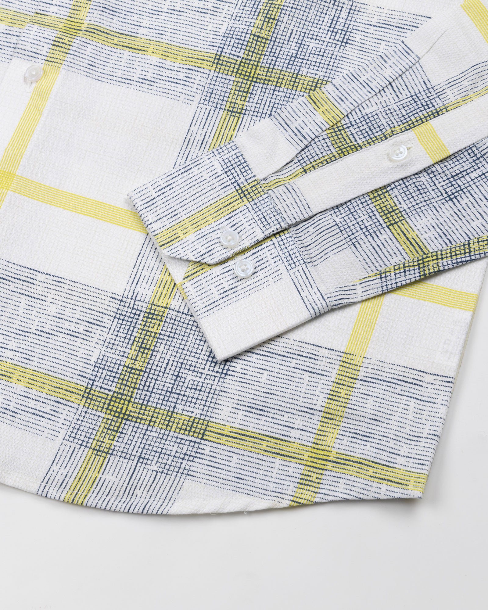 Davro Yellow Check Textured Cotton Shirt - John Ellies
