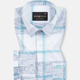 Davro Blue Check Textured Cotton Shirt - John Ellies
