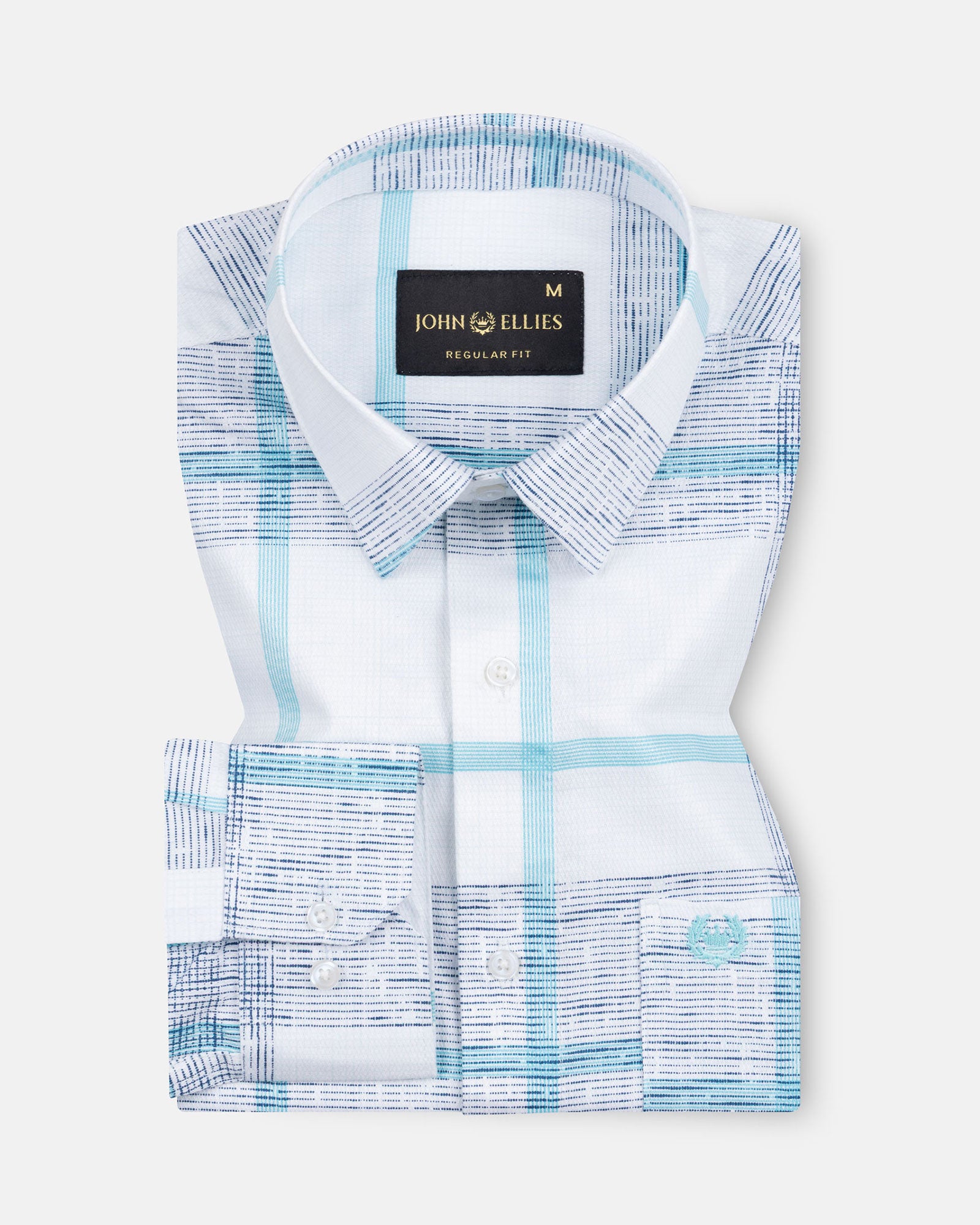 Davro Blue Check Textured Cotton Shirt - John Ellies