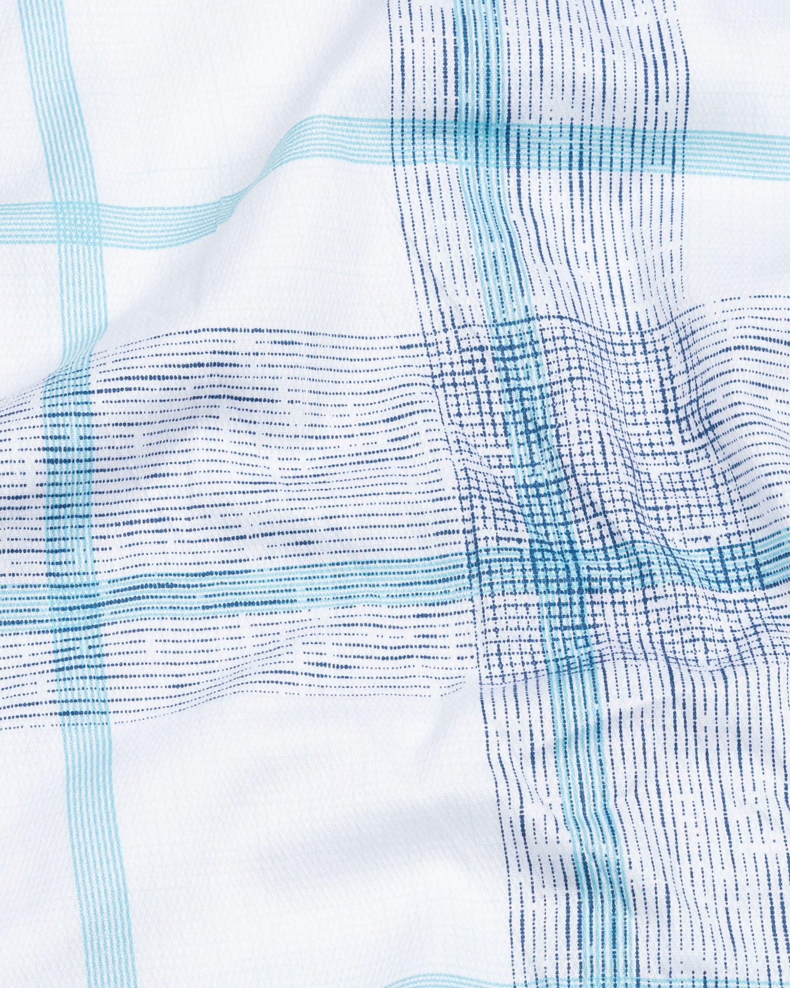 Davro Blue Check Textured Cotton Shirt - John Ellies