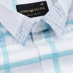 Davro Blue Check Textured Cotton Shirt - John Ellies